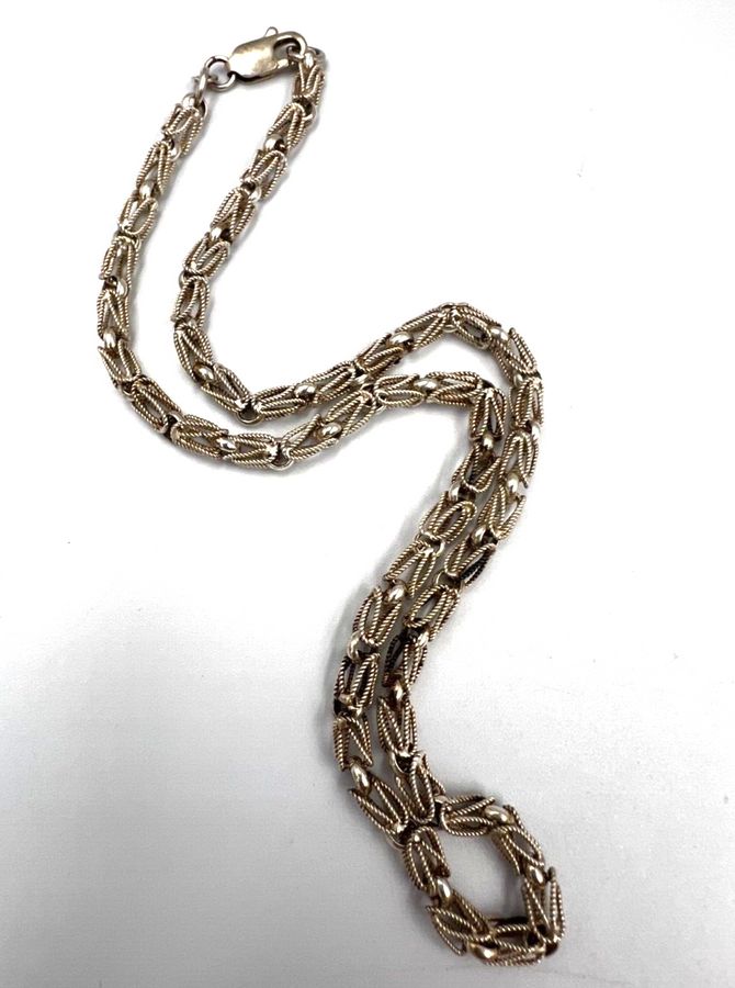 Antique Vintage  Sterling Silver  Ex Thick Open Design Chain Necklace