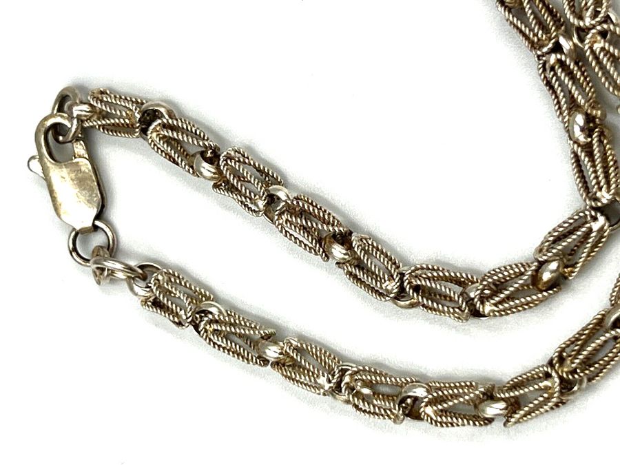 Antique Vintage  Sterling Silver  Ex Thick Open Design Chain Necklace