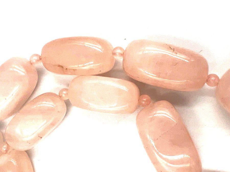 Antique Vintage Natural Polished Graduated Rose Quartz Necklace Choker  Silver Clasp