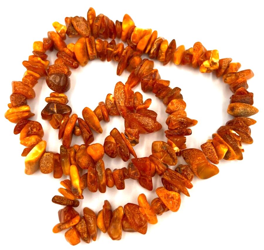 Antique Vintage Natural Amber Large Chip Long Necklace