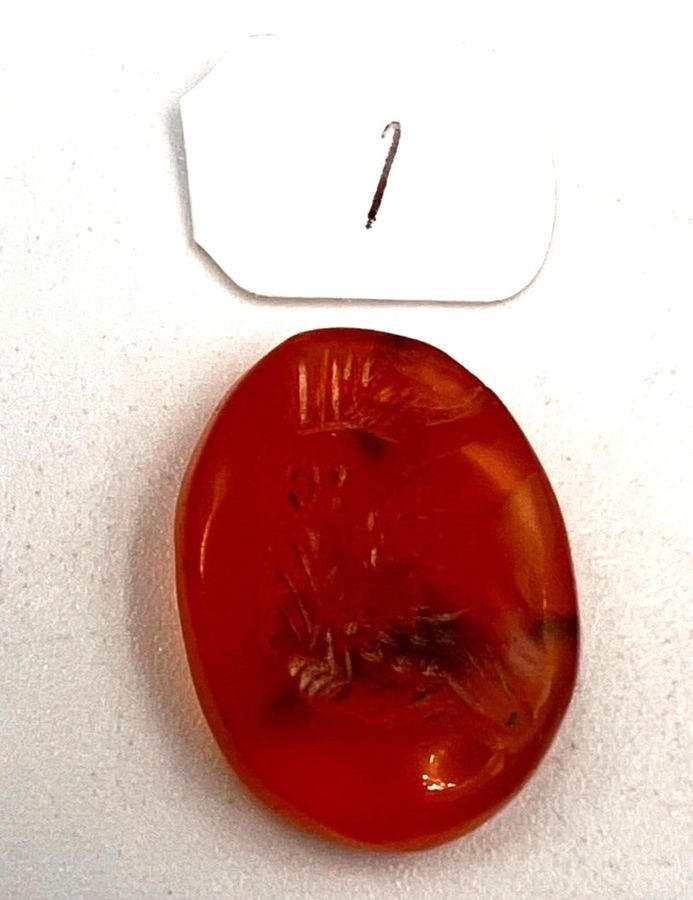 Antique Antique Carved Intaglio Cameo Depicting A Warrior God in Cornelian Italian