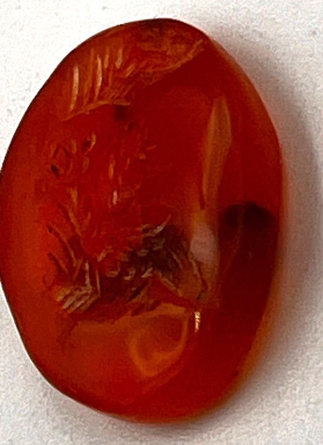 Antique Antique Carved Intaglio Cameo Depicting A Warrior God in Cornelian Italian