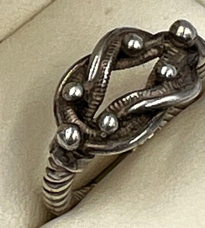 Antique Art Deco Artisan Made Solid Silver Twisted Knot Ring Size S US 9