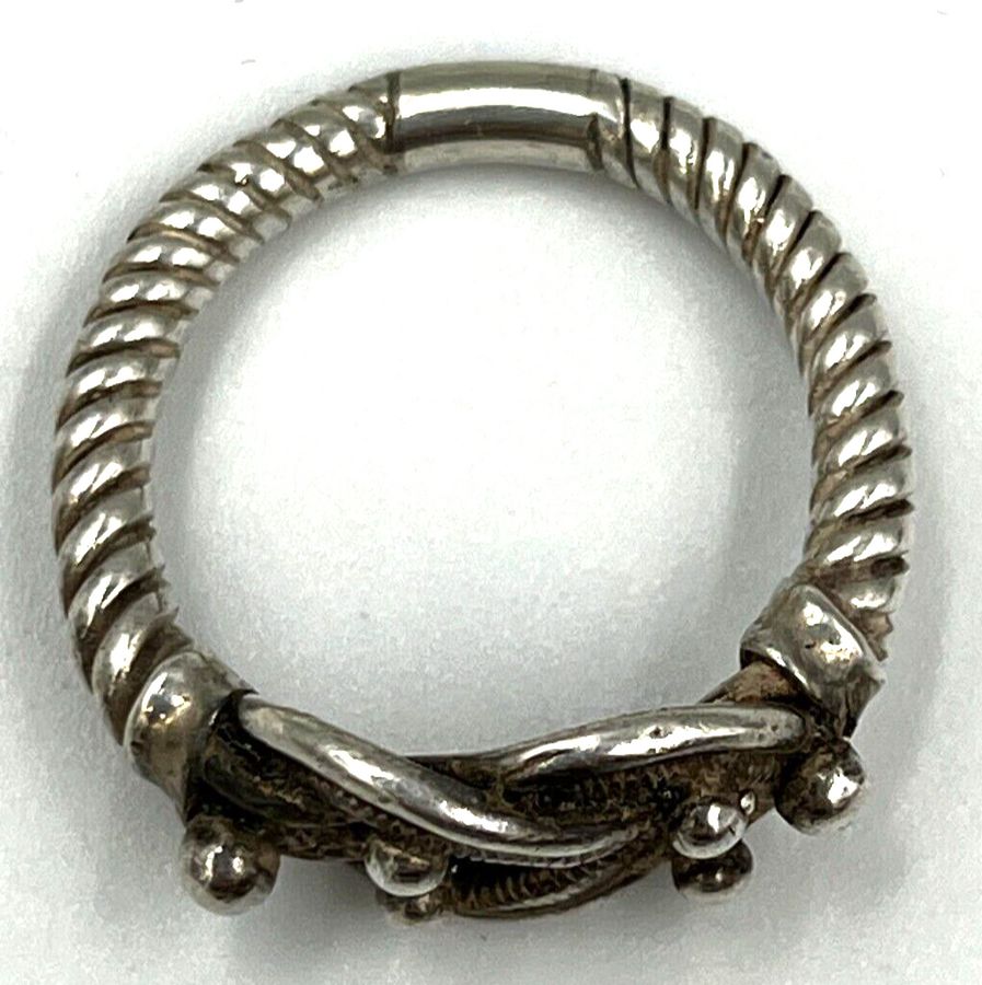 Antique Art Deco Artisan Made Solid Silver Twisted Knot Ring Size S US 9