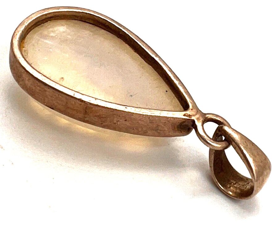 Antique Vintage Large Silver Teardrop Moonstone Pendant