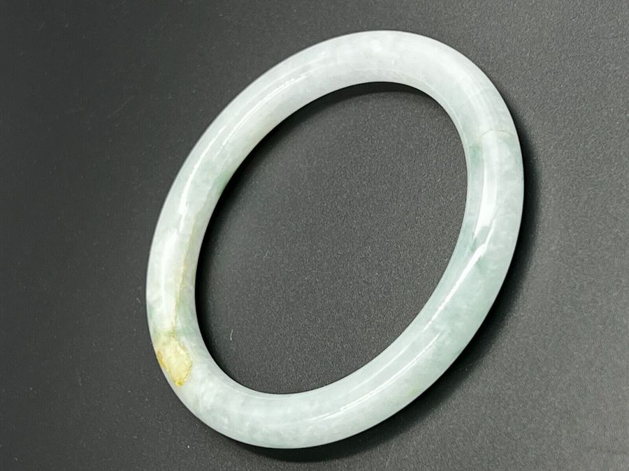 Antique Antique Chinese Celadon Jade Hololith Bangle Bracelet