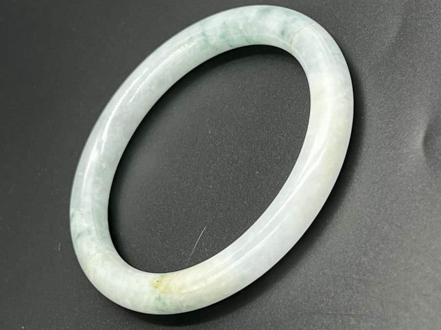 Antique Antique Chinese Celadon Jade Hololith Bangle Bracelet