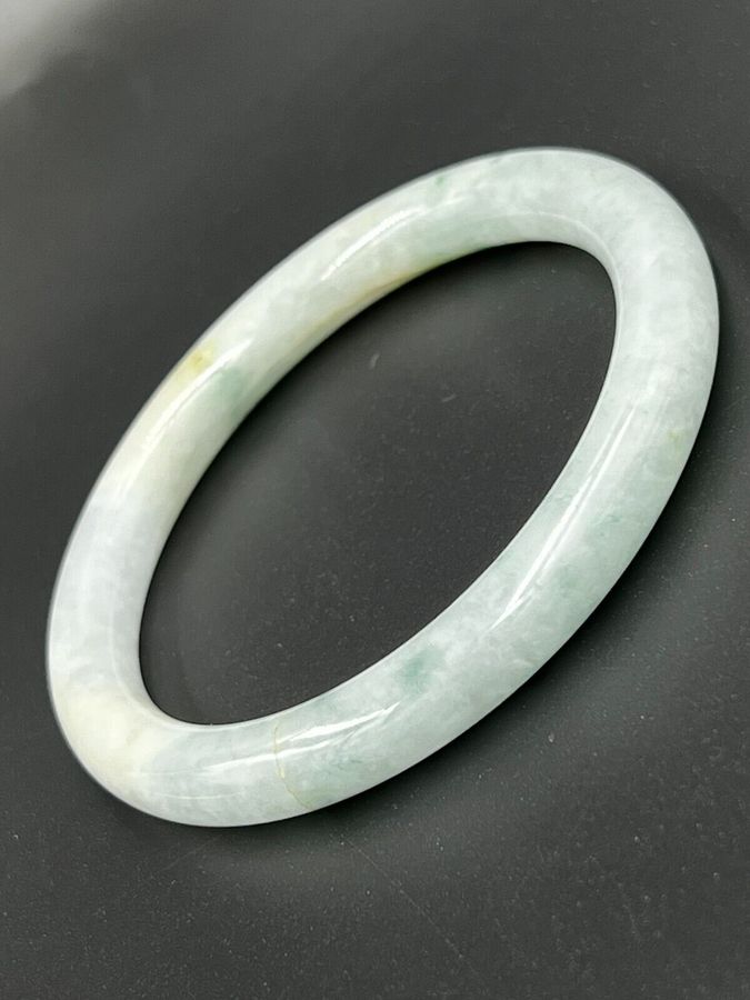 Antique Antique Chinese Celadon Jade Hololith Bangle Bracelet