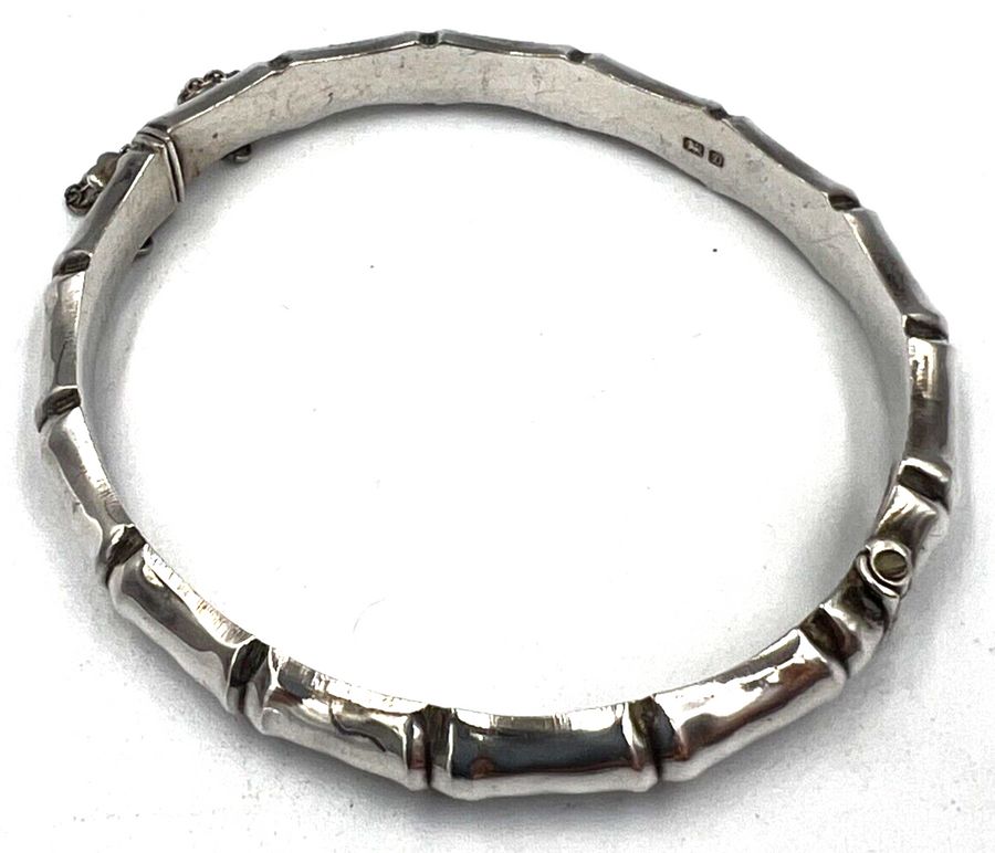 Antique Vintage Sterling Silver Hallmarked Bamboo Design Bracelet Bangle Superb