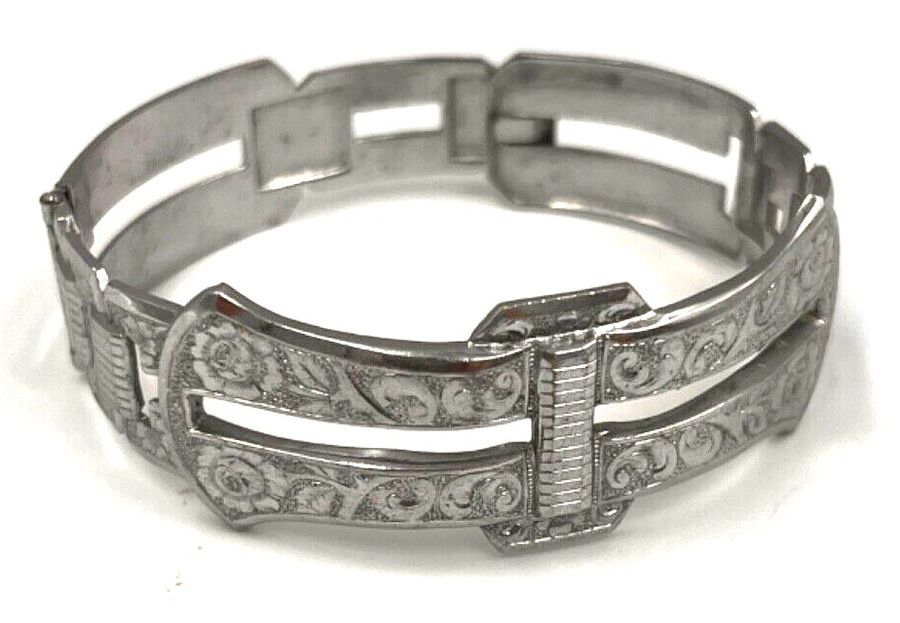 Antique Antique Art Deco White Metal  Bracelet Circa 1920s