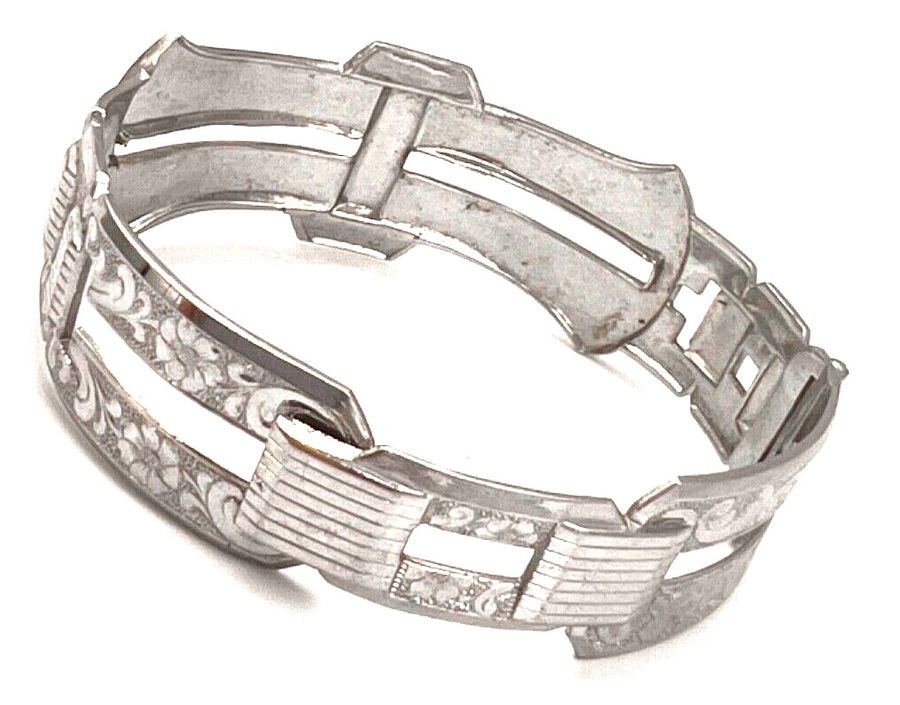 Antique Antique Art Deco White Metal  Bracelet Circa 1920s