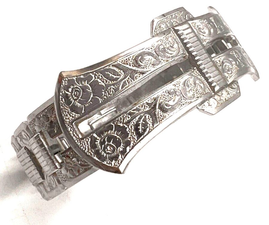 Antique Antique Art Deco White Metal  Bracelet Circa 1920s