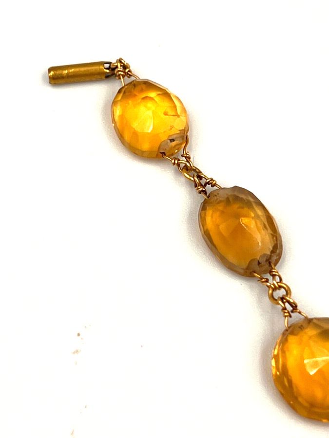 Antique Antique Victorian Yellow Metal & Natural Large Facet Cut Citrine Bracelet