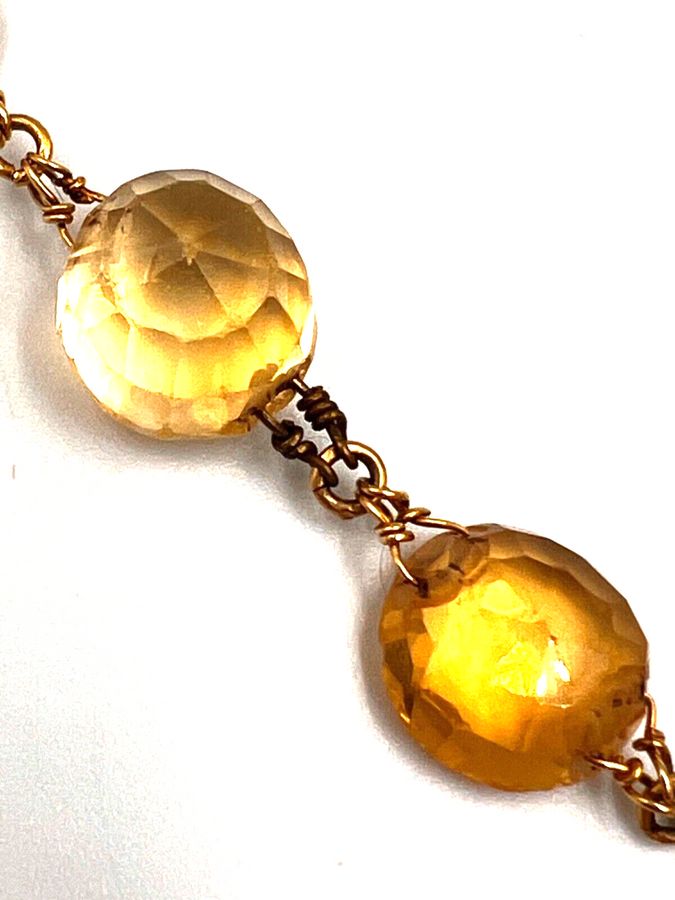 Antique Antique Victorian Yellow Metal & Natural Large Facet Cut Citrine Bracelet