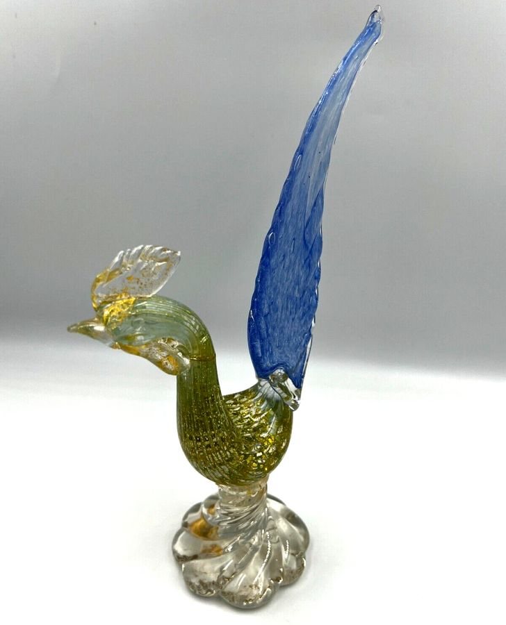 Antique Large Murano Art Glass Pheasant Bird Mid Century Venetian A/F