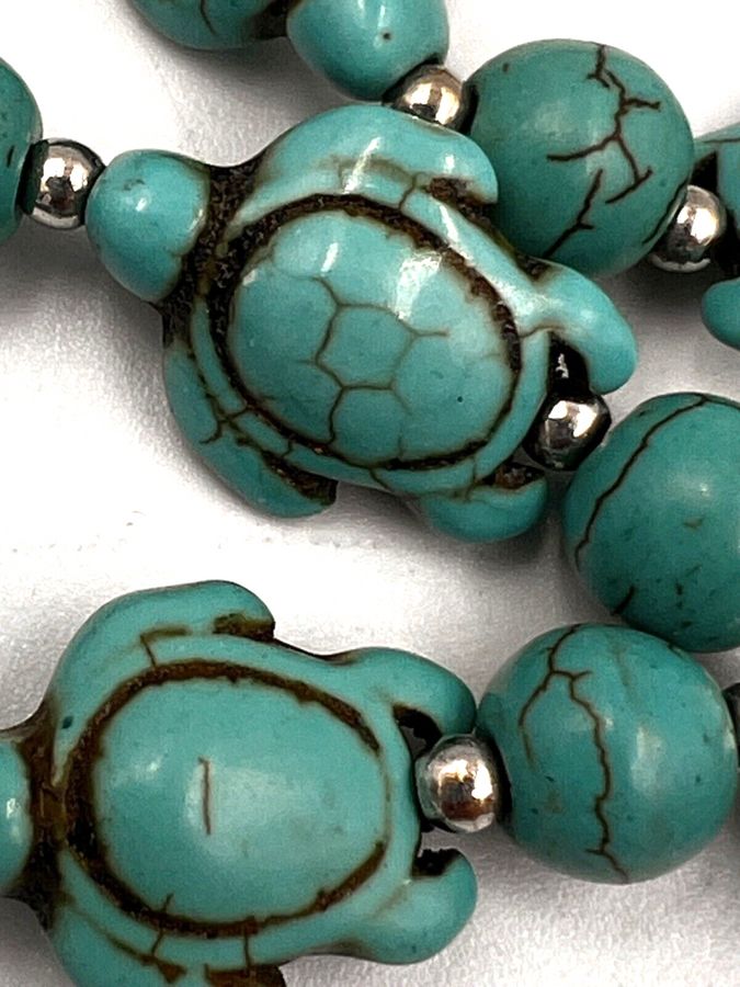 Antique Vintage Turquoise Colour Resin Turtle Necklace Pendant Unusual