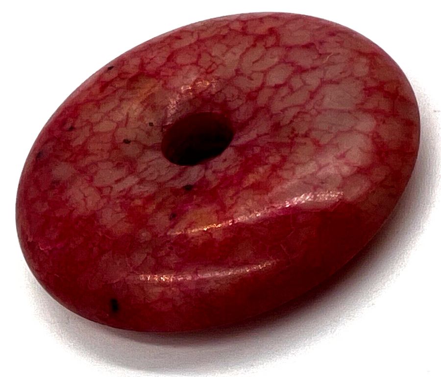 Antique Rare Antique Chinese Red Jade Mutton Fat Large Pendant Disc Donut