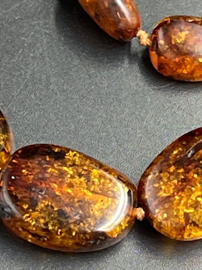 Antique Baltic Amber Necklace with magnetic clasp Vintage Polished Natural Amber