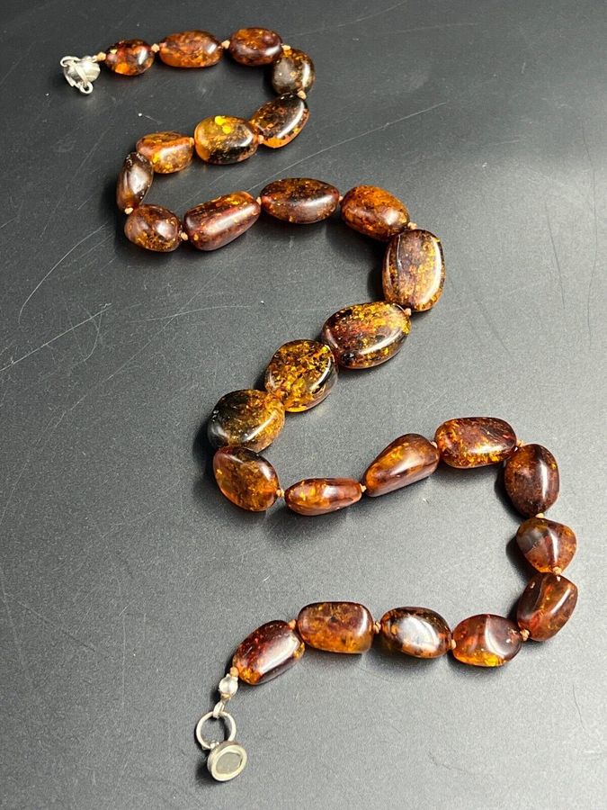 Antique Baltic Amber Necklace with magnetic clasp Vintage Polished Natural Amber