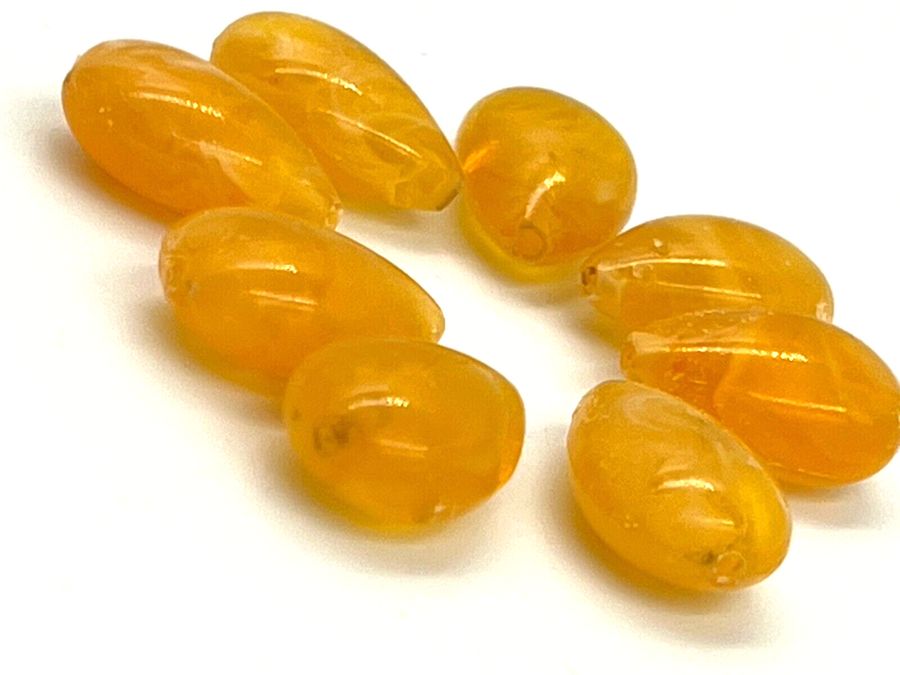 Antique Natural Butterscotch Amber Teardrop Shaped Beads 8 Beads