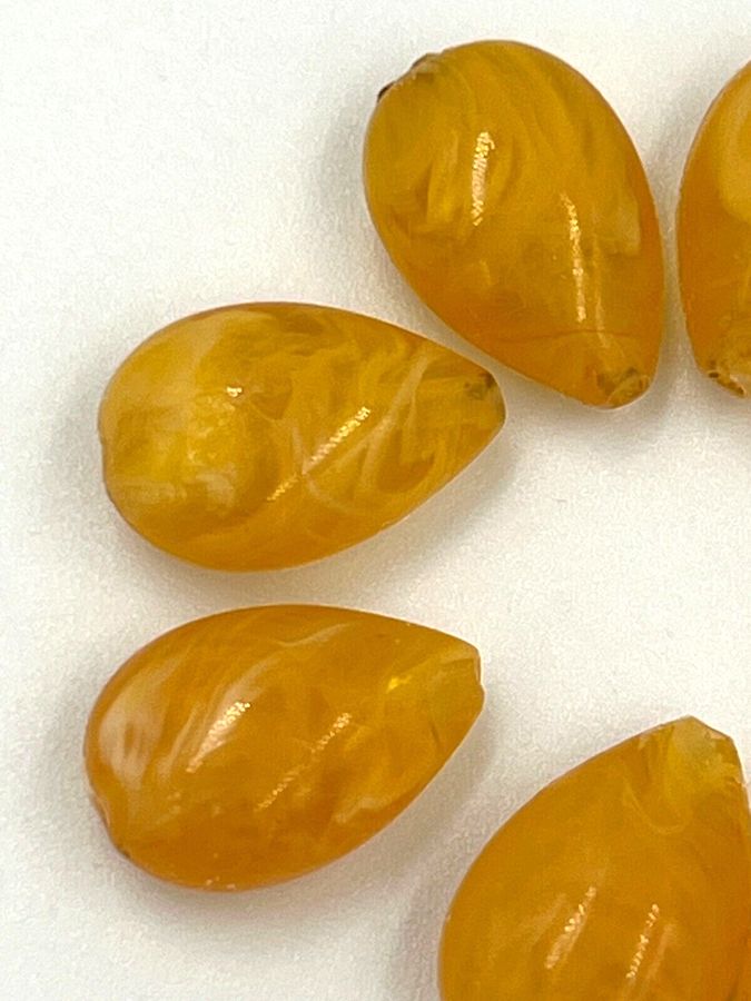 Antique Natural Butterscotch Amber Teardrop Shaped Beads 8 Beads