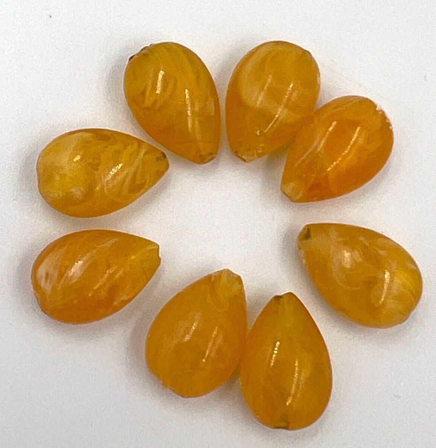 Antique Natural Butterscotch Amber Teardrop Shaped Beads 8 Beads