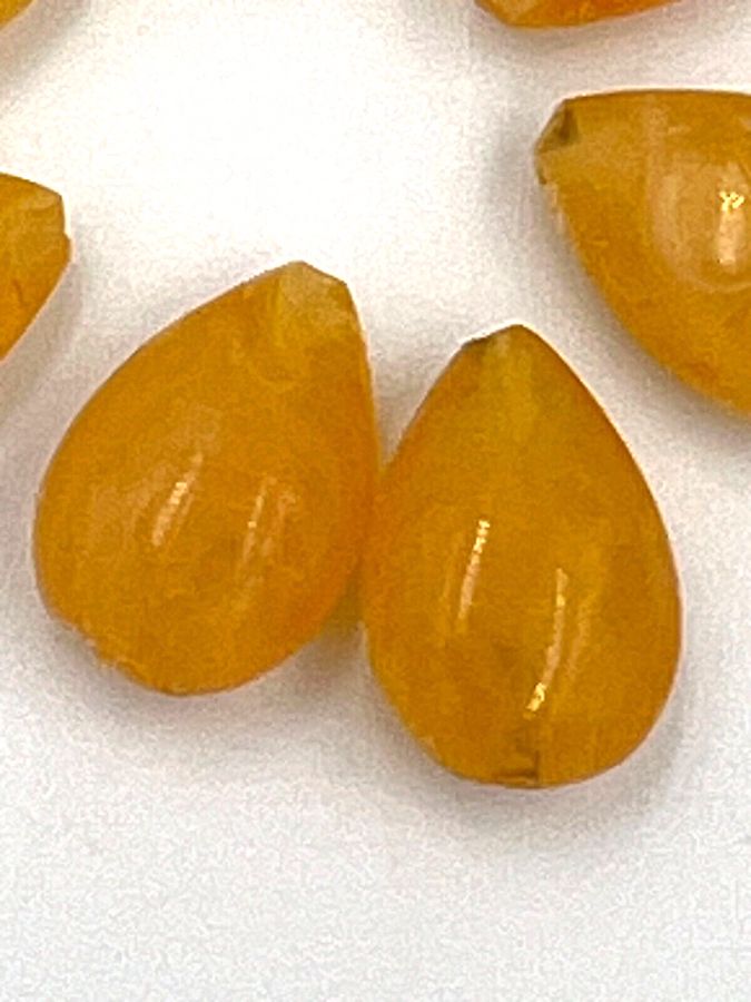 Antique Natural Butterscotch Amber Teardrop Shaped Beads 8 Beads