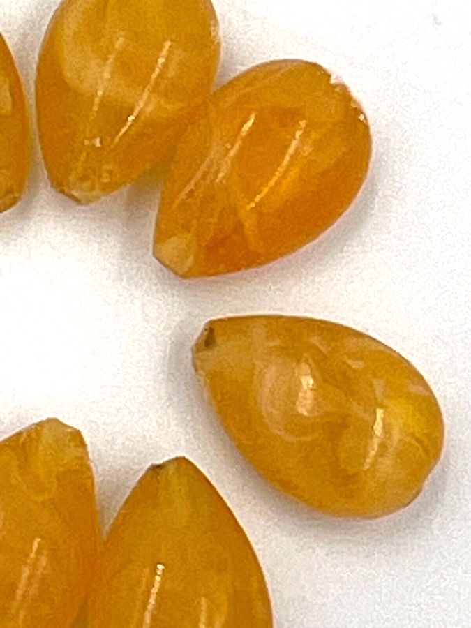 Antique Natural Butterscotch Amber Teardrop Shaped Beads 8 Beads