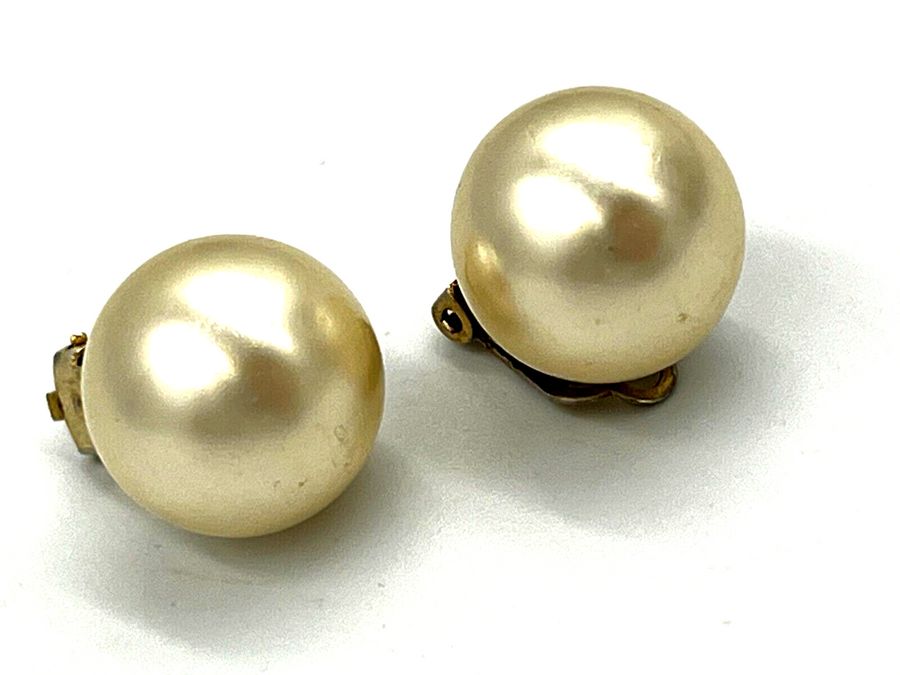 Antique Vintage Ex Large Pearl Clip On Earrings Note these are very Large