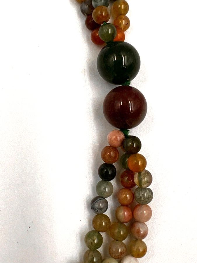 Antique Rare Antique Chinese 3 Strand Jade Long Necklace Multicolour Natural Jade