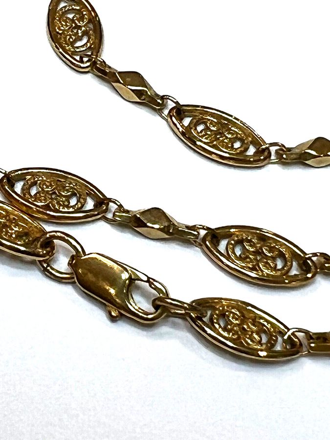 Antique Vintage Rolled Gold  Necklace Choker featuring stylised scroll lozenges