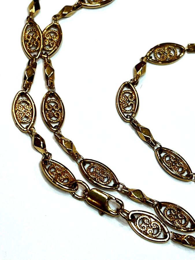 Antique Vintage Rolled Gold  Necklace Choker featuring stylised scroll lozenges