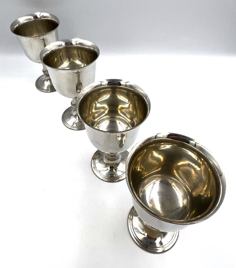 Antique Vintage Mid Century Set of Pewter Goblets Boxed