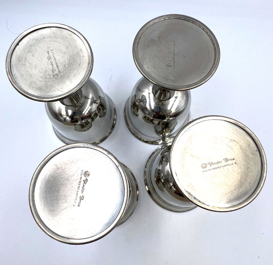 Antique Vintage Mid Century Set of Pewter Goblets Boxed