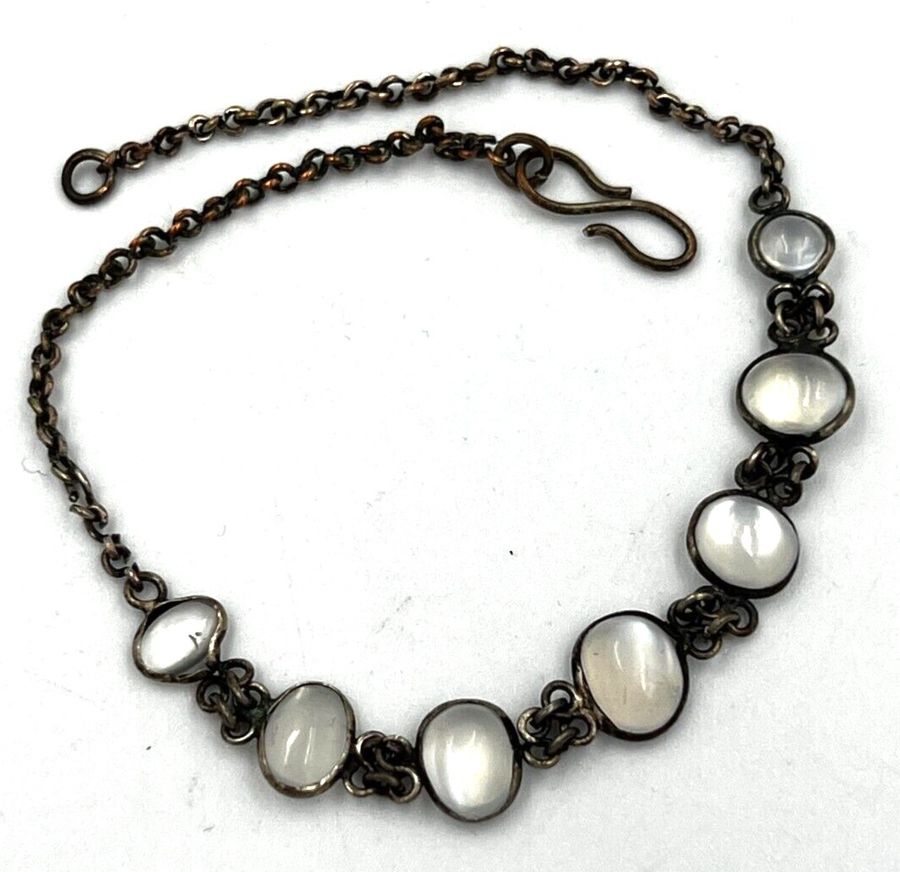 Antique Antique Victorian Moonstone Cabochon Riviere Bracelet