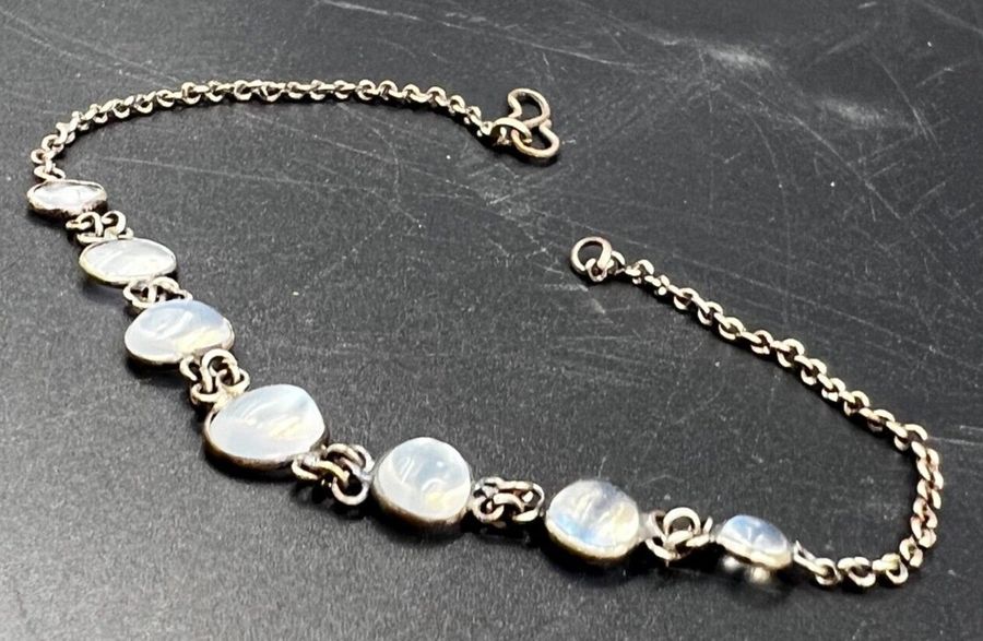 Antique Antique Victorian Moonstone Cabochon Riviere Bracelet