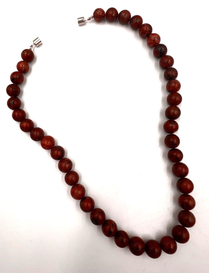 Antique Vintage Natural Mahogany Brown Obsidian Necklace Choker Magnetic Clasp