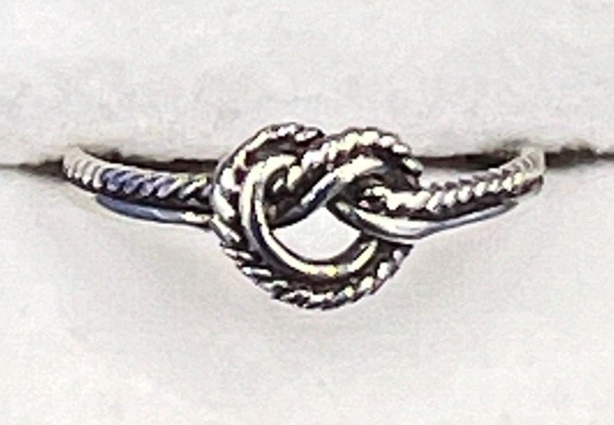 Antique Art Deco Artisan Made Solid Silver Twisted Knot Ring Size N US 7