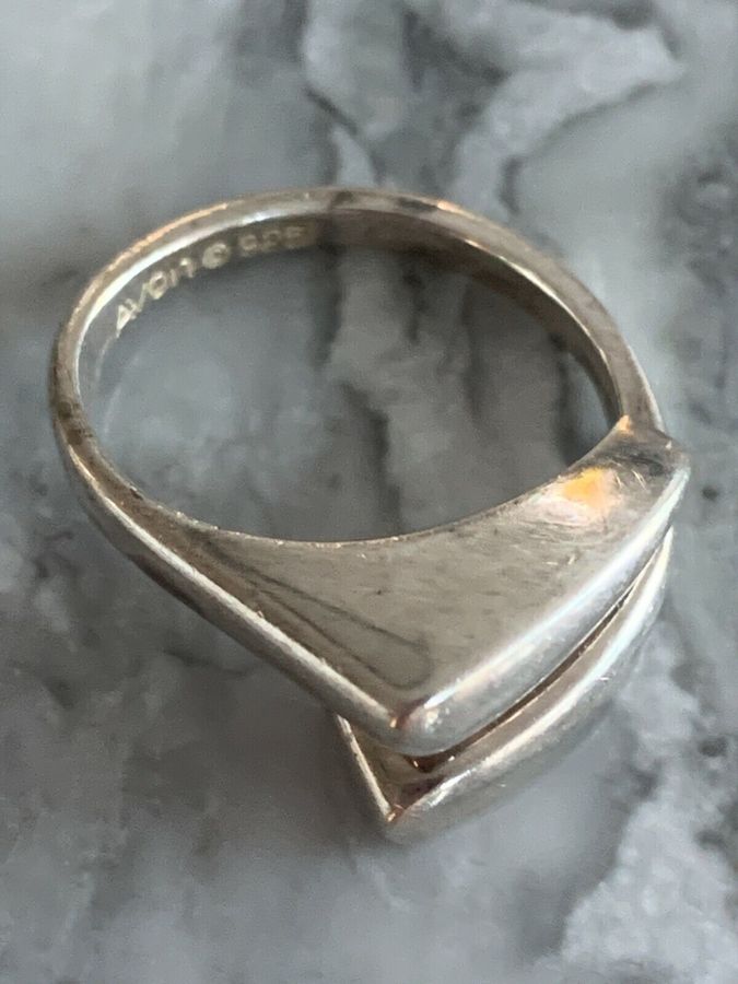 Antique Designer Vintage Solid Silver Ring Size N Hallmarked Silver  Heavy