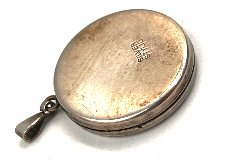 Antique Vintage Sterling Silver Double Locket Pendant Mid Century SILVER STYLIC