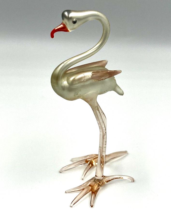 Antique Antique Glass Lampwork Bird Figurine Swan Fritz Lampi Bimini Circa Early 1920s