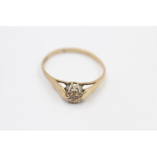 Antique Hallmarked Birmingham 9ct Gold Diamond Solitaire Ring size Q ½