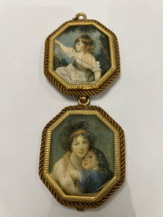 Antique Vintage miniature Fabric portraits