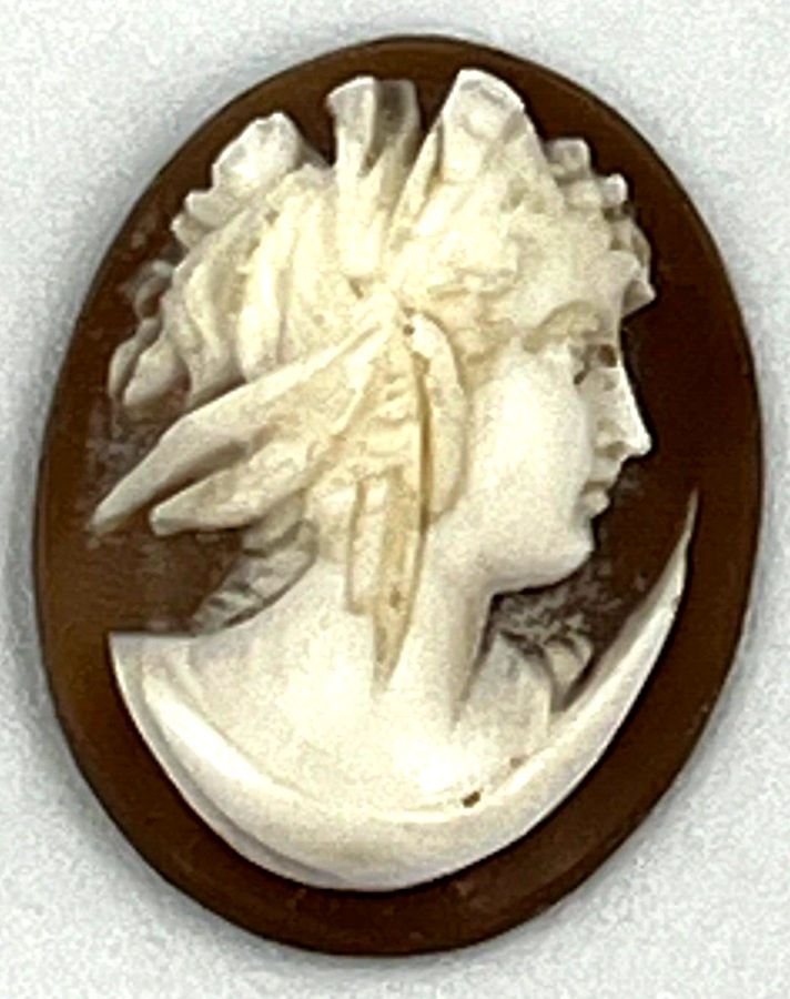 Antique Miniature Antique Art Nouveau Carved Shell Cameo  High Relief Circa 1910