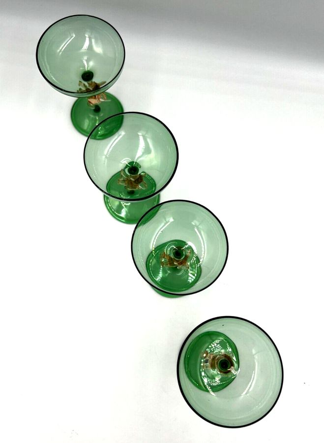 Antique Antique Set of 4 Lampwork Glasses Lauscia Fritz Lampi Bimini Austria Early 1920s