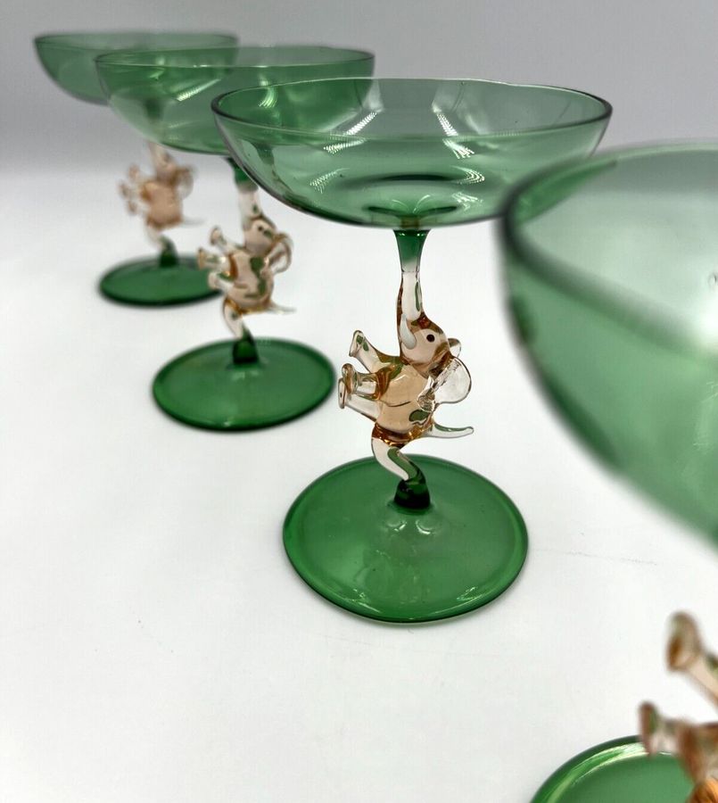 Antique Antique Set of 4 Lampwork Glasses Lauscia Fritz Lampi Bimini Austria Early 1920s