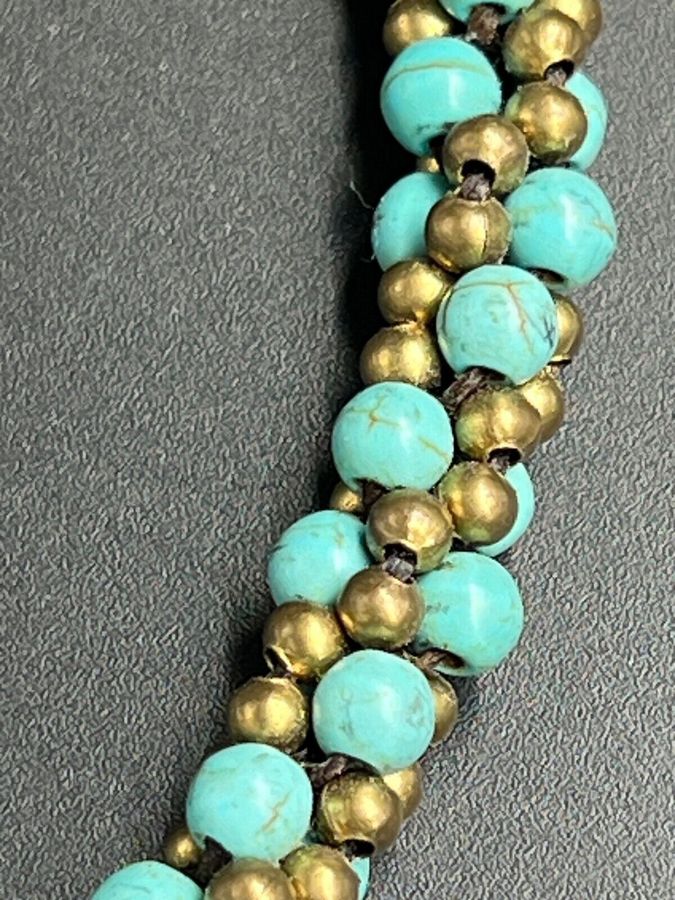 Antique Vintage Adjustable Bracelet Set with Many Natural Turquoises Hand Made