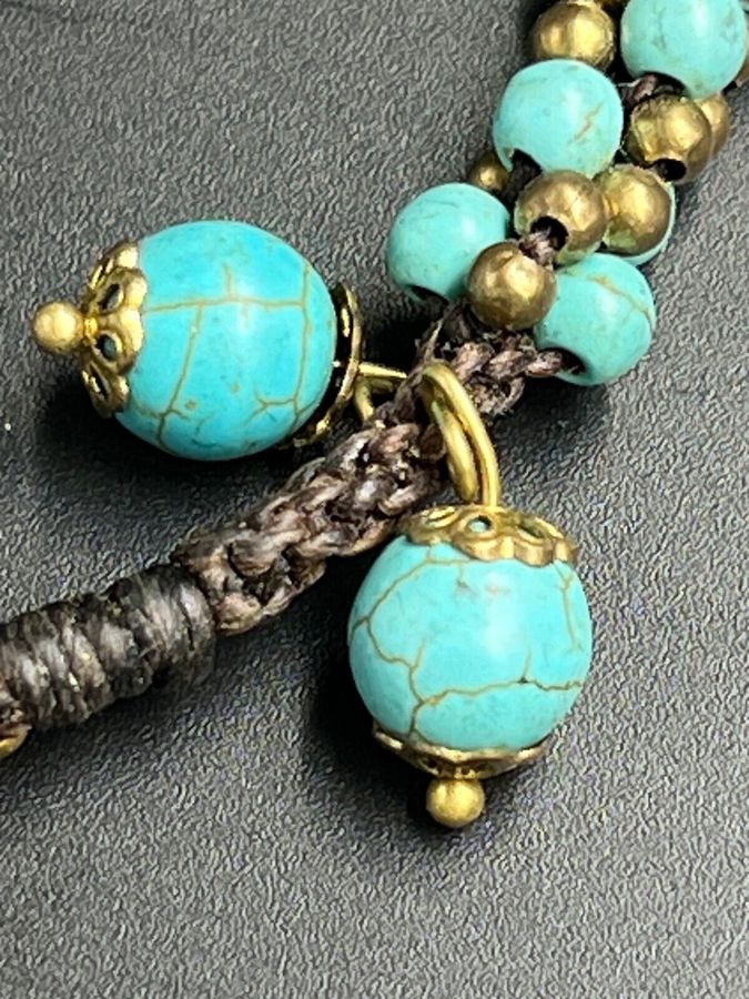 Antique Vintage Adjustable Bracelet Set with Many Natural Turquoises Hand Made