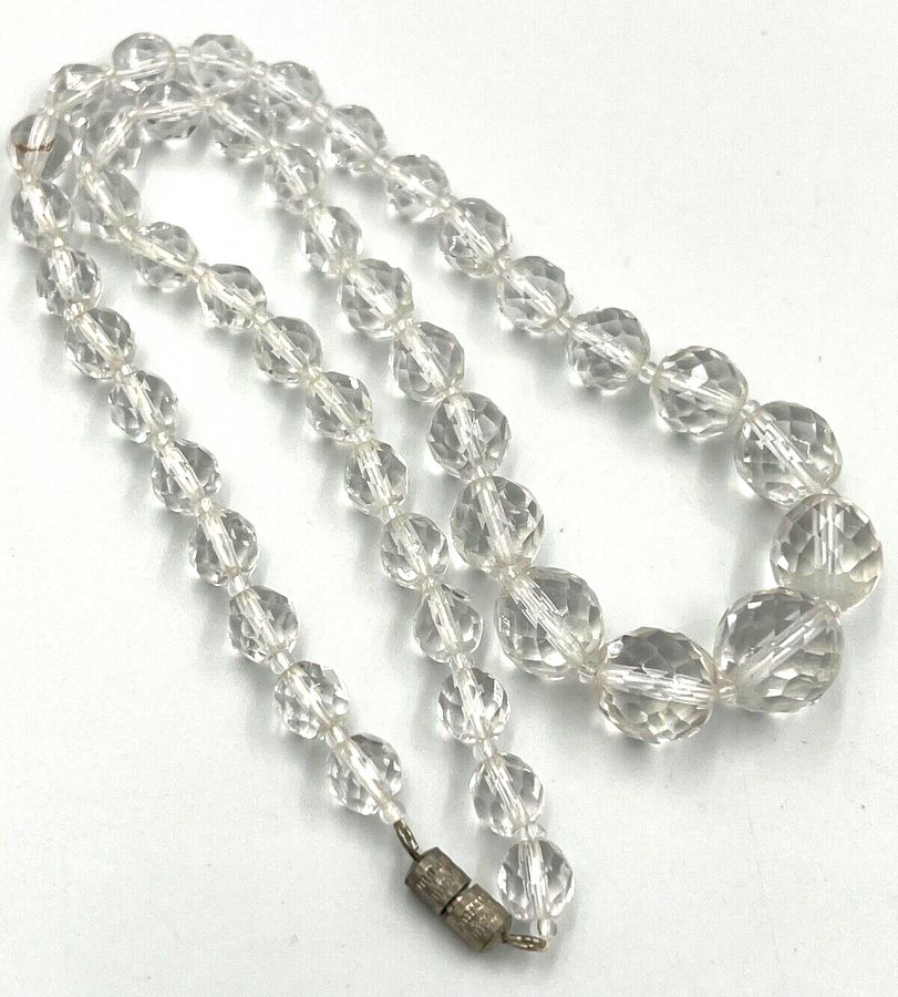 Antique Antique Crystal Necklace 1920s Facet Cut & Graduated