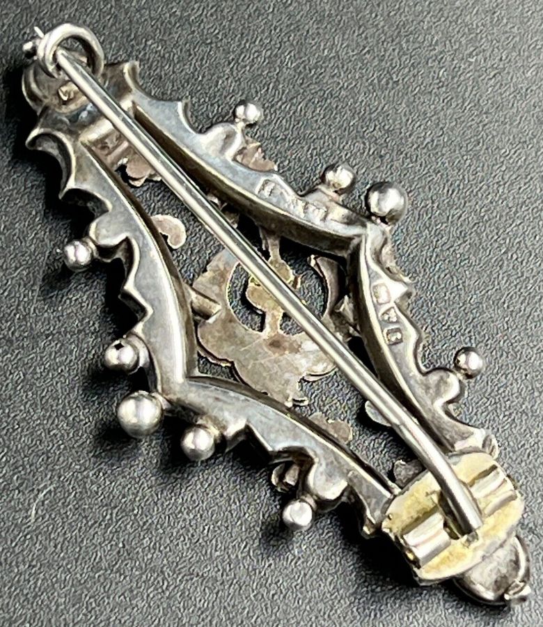 Antique Antique Silver and Gold Bar Brooch Hallmarked